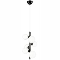 Lampe à suspendre verre métal noir blanc 6...