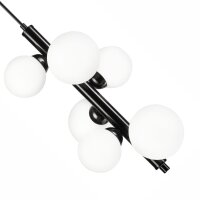 Lampe à suspendre verre métal noir blanc 6...