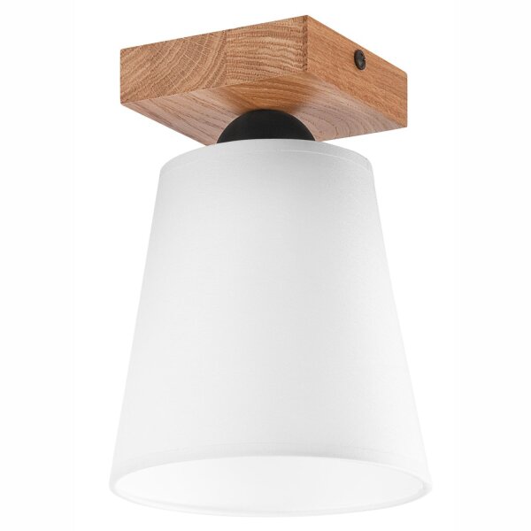 Plafonnier Blanc Ø 15 cm H : 21 cm petit tissu bois Moderne