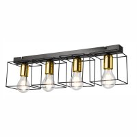 Plafonnier noir or 61 cm de long métal 4-flamme E27