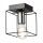 Plafonnier métal carré noir chrome L : 13 cm pour E27