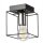 Plafonnier métal carré noir chrome L : 13 cm pour E27
