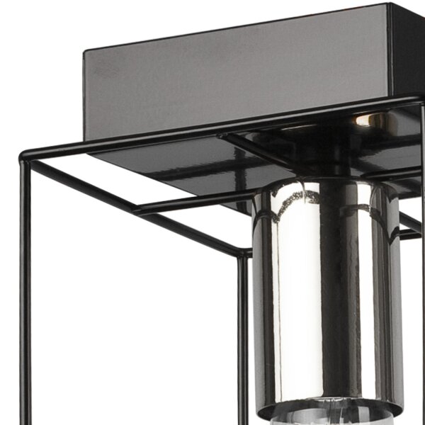 Plafonnier noir chrome 2 flammes E27 métal Moderne