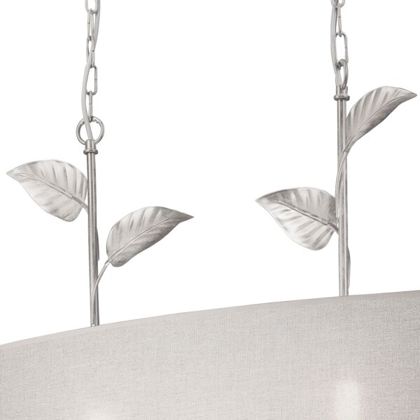 Suspension Tissu Métal L : 89 cm E27 Argent Campagne