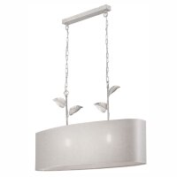 Suspension Tissu Métal L : 89 cm E27 Argent Campagne