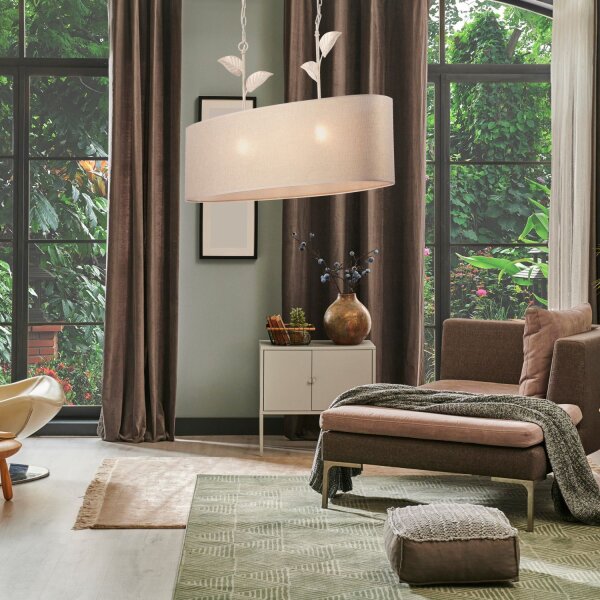 Lampe à suspendre tissu métal L : 89 cm en or 2 flammes E27