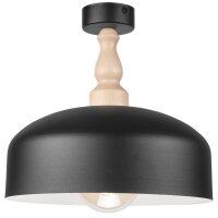 Plafonnier Noir Métal Bois E27 Ø 30 cm...