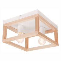 Plafonnier bois m&eacute;tal L : 30 cm carr&eacute;...