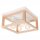 Plafonnier bois métal 4 flammes E27 L : 30 cm carré