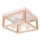 Plafonnier bois métal 4 flammes E27 L : 30 cm carré