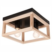 Plafonnier noir naturel 2x E27 L : 30 cm carré...