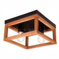 Plafonnier Rustique Bois M&eacute;tal L : 30 cm Noir...