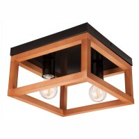 Plafonnier Rustique Bois Métal L : 30 cm Noir...