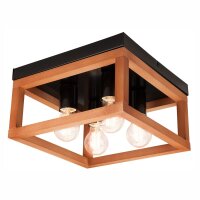 Plafonnier rectangulaire Rustique Noir L : 30 cm Bois...