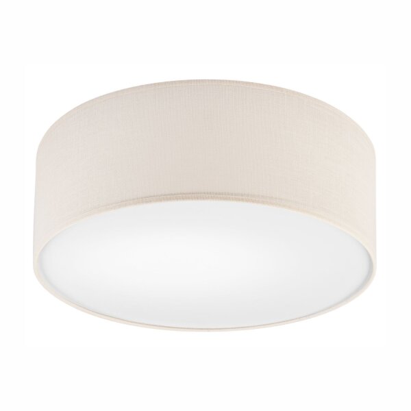 Plafonnier Tissu Ø 35 cm rond Crème faible éblouissement plat pour E27
