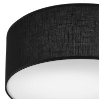 Plafonnier noir Ø 35 cm rond plat tissu...