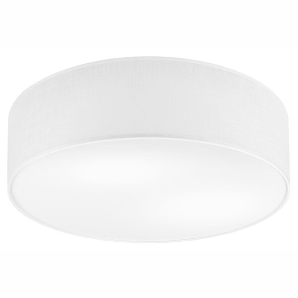 Plafonnier blanc tissu Ø 45 cm rond plat faible éblouissement 2x E27