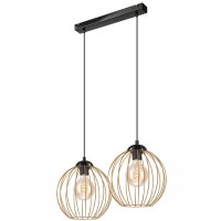 Lampe à suspendre 2 flammes E27 en noir or...