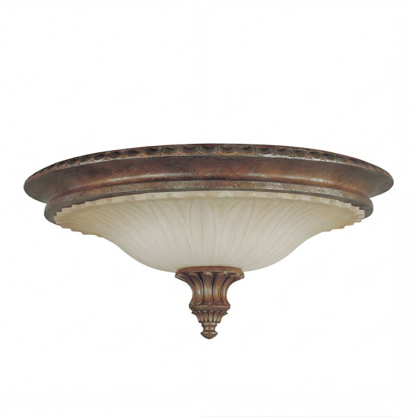 Plafonnier Rustikal Ø44,5cm verre métal en bronze