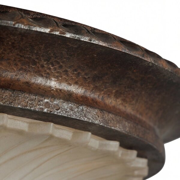 Plafonnier Rustikal Ø44,5cm verre métal en bronze