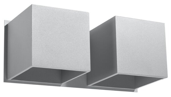 Applique murale en aluminium Gris carrée Up Down 2x G9 BRUCCIA