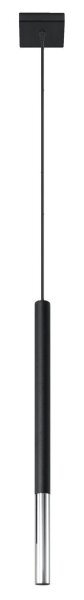 Lampe à suspendre métal noir chrome Ø 2,5 cm cylindre étroit
