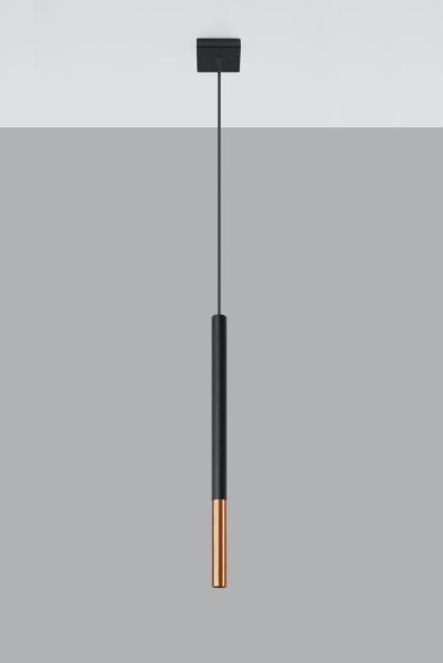 Lampe à suspendre noire cuivre Ø 2,5 cm étroit cylindre G9