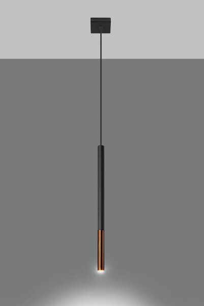 Lampe à suspendre noire cuivre Ø 2,5 cm étroit cylindre G9
