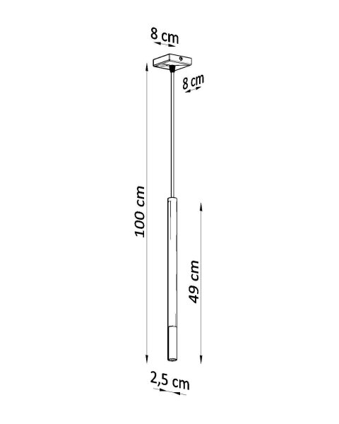 Lampe à suspendre Noir Or Ø 2,5 cm étroit Métal Cylindre