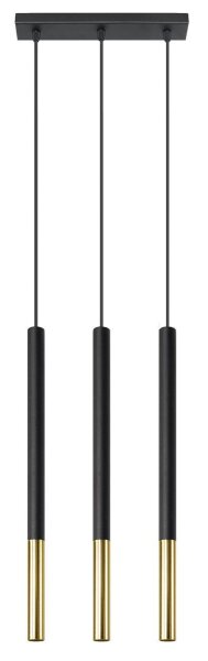 Lampe à suspendre métal noir or allongée 3 flammes G9