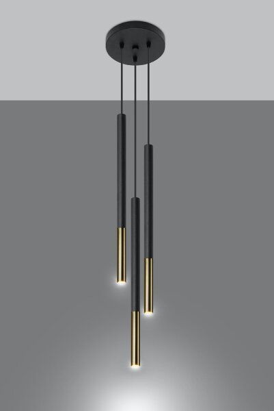 Lampe à suspendre Noir Or 3 flammes G9 Ø 20 cm Métal