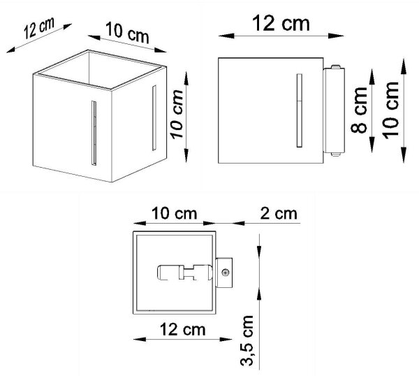Applique murale blanche en aluminium Up Down Cube Moderne
