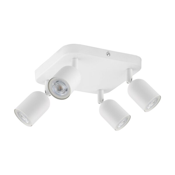 Spot de plafond blanc métal orientable GU10 4-flamme