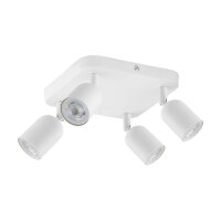 Spot de plafond blanc métal orientable GU10 4-flamme