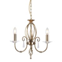 Lustre CANDELA en laiton antique m&eacute;tal 3 flammes