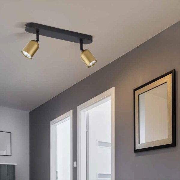 Spot de plafond flexible en noir or 4-flamme GU10