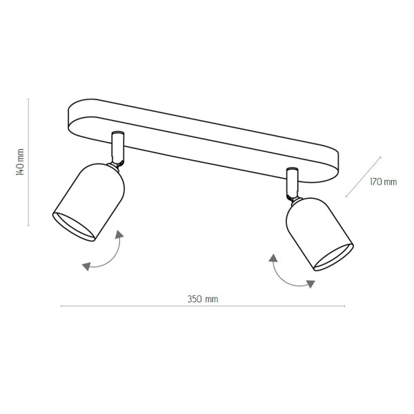 Spot de plafond en or noir GU10 2-flmg orientable
