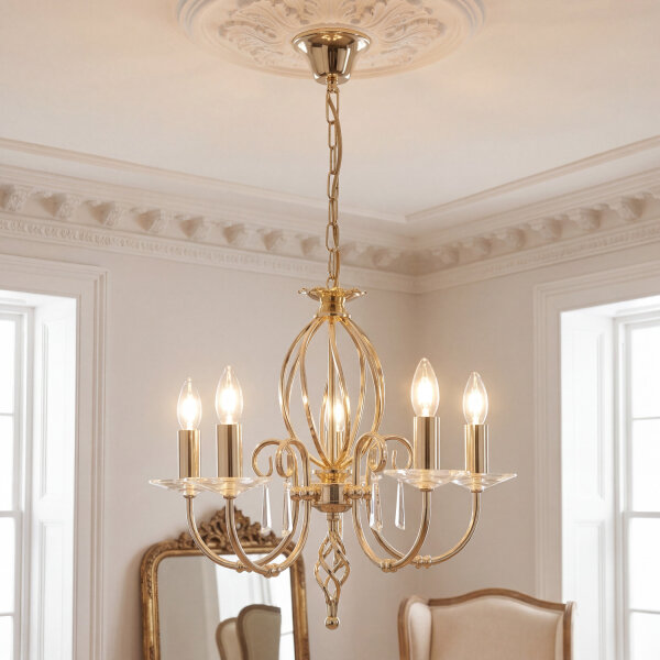 Lustre élégant en laiton avec cristal CANDELA