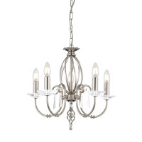 Lustre Premium en m&eacute;tal nickel&eacute; 5 flammes