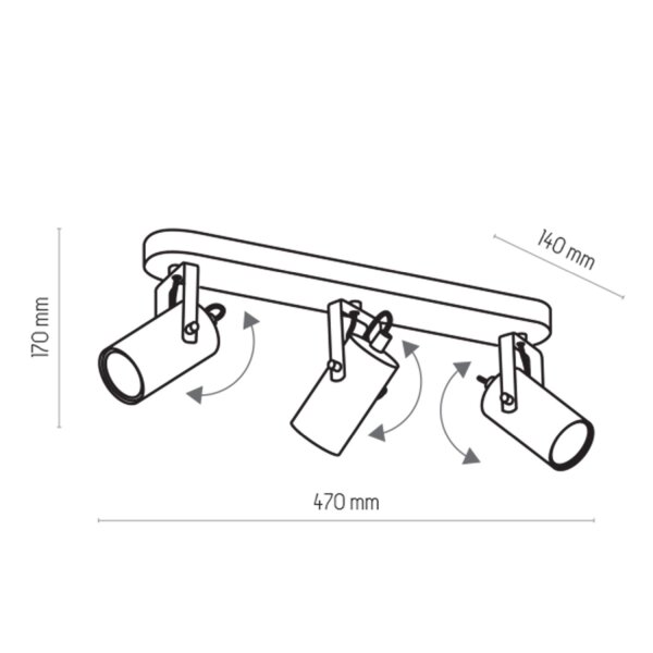 Spot de plafond métal noir or 3 flammes GU10 orientable
