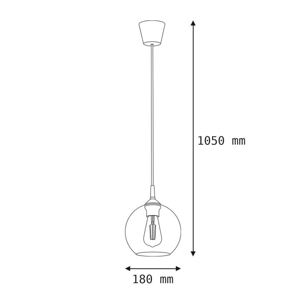 Suspension Ø 18 cm E27 verre sphère ajustable