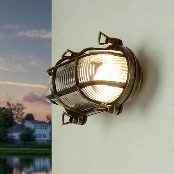 Lampe dextérieur laiton verre strié E27 IP64 Maritim SKIATHOS