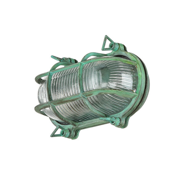 Lampe dextérieur mur laiton verre IP64 E27 Maritim vert antique