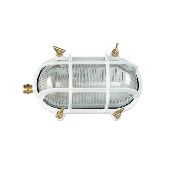 Applique dextérieur laiton verre cannelé Maritim blanc