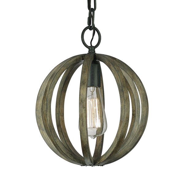 Lampe à suspendre confortable ARBARO Bois antique Rustique rond