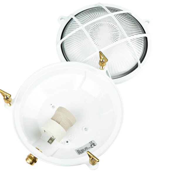 Lampe dextérieur blanc laiton verre Ø 21 cm E27 IP64 SERIFOS