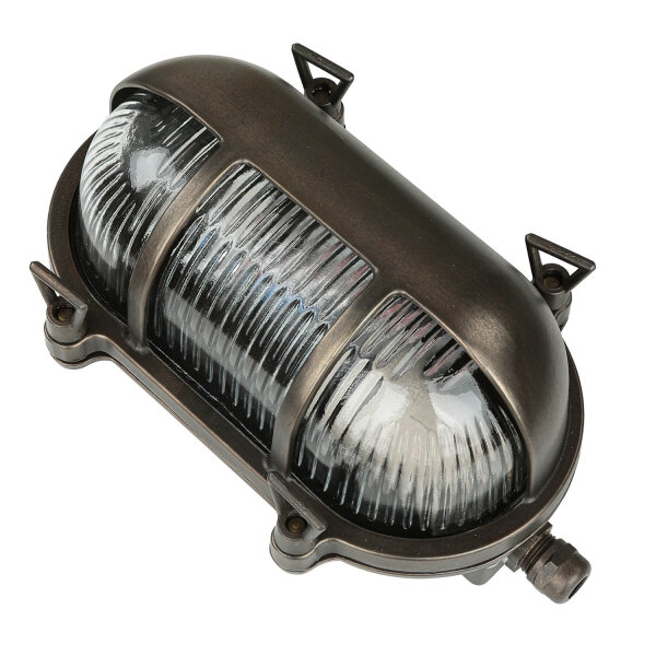 Lampe dextérieur mur laiton verre Maritim IP64 L : 21 cm E27