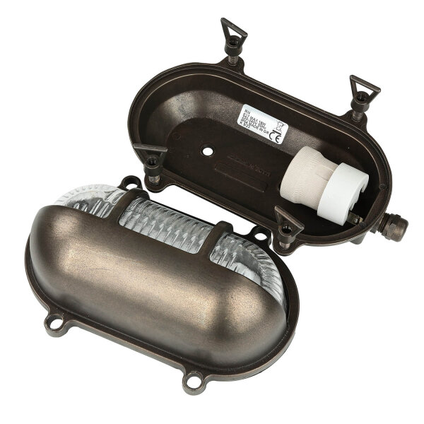 Lampe dextérieur mur laiton verre Maritim IP64 L : 21 cm E27