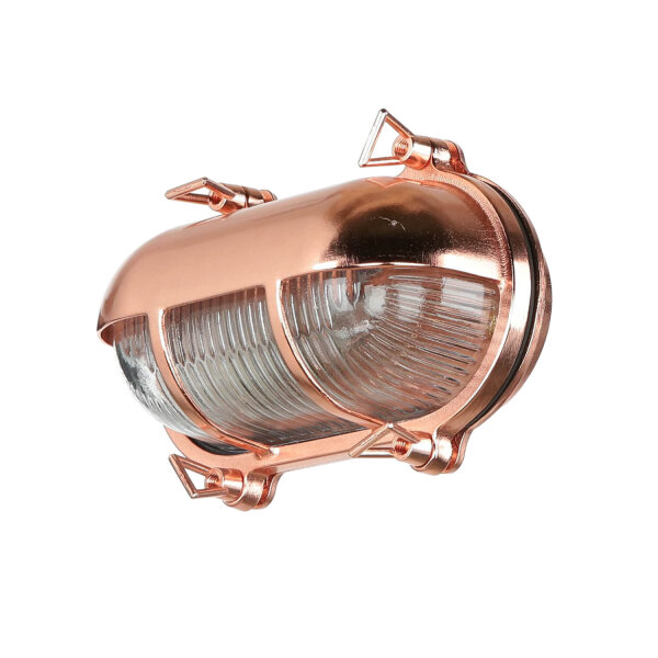 Lampe dextérieur laiton verre cannelé Maritim IP64 E27 cuivre