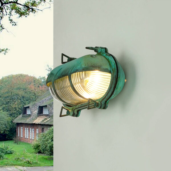 Lampe dextérieur Mur Maritim Vert Laiton Verre IP64